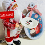 Uretti - Funda 1603 - El Yapımı Ahşap Yılbaşı  Panosu ve Aşçı Noel Baba Biblo 2'li Set