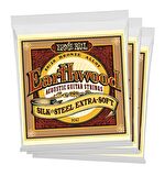 Ernie Ball P03047 Earthwood Silk and Steel Extra Soft 80/20 Bronze Acoustic Guitar Strings (3-Pack) 3lü Akustik Gitar Teli 10 - 50