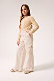 DeFacto Kız Çocuk Wide Leg Kargo Geniş Paça Jean Pantolon D7097A825SPER233
