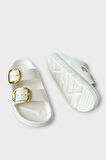 Yüksek Taban Tokalı Şık Kadın Terlik BEYAZ