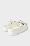 Yüksek Taban Tokalı Şık Kadın Terlik BEYAZ