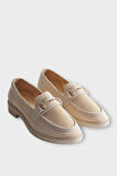 Toka Detaylı Triko Loafer Günlük Kadın Babet Ayakkabı BEJ