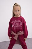 DeFacto Kız Bebek 2'li Takım Baskılı Bisiklet Yaka Sweatshirt Üst Beli Lastikli Eşofman Altı D0815A524AUBR490