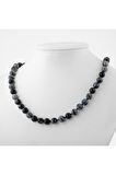 Karlı Obsidyen 8 Mm Düğümlü Doğal Taş Kolye