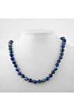 Lapis Lazuli 8 mm Düğümlü Doğal Taş Kolye