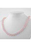 Pembe Kuvars (Gül Kuvars) 8 mm Düğümlü Doğal Taş Kolye