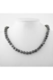Gri Jasper 8 mm Düğümlü Doğal Taş Kolye