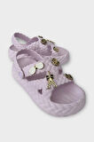 Kadın Hafif Kaymaz Taban Taşlı Havuz Plaj Deniz Terliği Sandalet Lila
