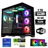 Xaser Lexus x30 i9 14900KF 32GB DDR5 Ram 1TB M.2 NVMe SSD 12GB RTX4070 SUPER Masaüstü Oyuncu Bilgisayarı