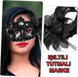 MDB Siyah Işıltılı Tutmalı Fotoğraf Çekimi Maskesi