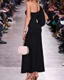 MDB Tek Omuz Açık Derin Yırtmaçlı Krep Tam Boy Elbise