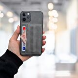 İPHONE 11 PRO TLP KARTLIKLI STANDLI  LÜX DERİ KILIF