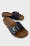 Kadın Günlük Terlik Ayarlanabilir Tek Bant Şık Ortopedik Yazlık Ev Plaj Tatil İş Terliği LACİVERT