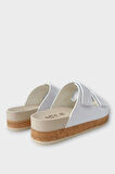 Kadın Günlük Terlik Kalın Taban Çift Bant Cırtlı Rahat Şık Yazlık Ev Plaj Tatil Terliği BEYAZ