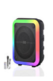 NDR-W12 Full RGB Işıklı 12 inç 20 WATT Taşınabilir Kablolu Mikrofonlu Bluetooth Hoparlör Ses Sistemi