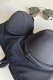 Siyah Yüksek Bel Bikini Alt Üst Takım