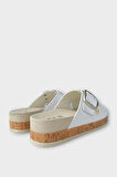 Kadın Günlük Terlik Kalın Taban Tokalı Çapraz Rahat Şık Yazlık Ev Plaj Tatil Terliği BEYAZ