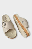 Kadın Günlük Terlik Kalın Taban Tokalı Çapraz Rahat Şık Yazlık Ev Plaj Tatil Terliği BEJ