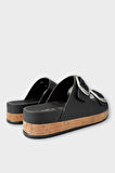 Kadın Günlük Terlik Kalın Taban Tokalı Çift Bantlı Rahat Şık Yazlık Ev Plaj Tatil Terliği SİYAH