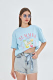 Summer Babe Baskılı %100 Tasarım Kadın Tişört
