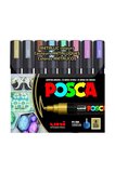 Uni-Ball Posca Markör Boyama Kalemi Su Bazlı 1.8-2.5 Su Bazlı Poster Markörü Metalik 8 Renk