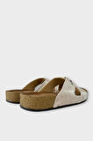 Kadın Günlük Terlik Çapraz Şık Ortopedik Yazlık Ev Plaj Tatil Terliği ALTIN