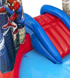 62002 Pompalı-Bestway 98793 Spiderman Temalı Kaydıraklı Fıskiyeli AquaPark Şişme Eğlence Havuzu