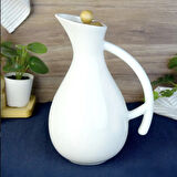 Fiona Bambu Kapaklı Porselen Yağlık - Beyaz - 1 lt