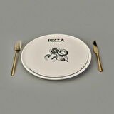 Kitchen Gourmet Pizza Tabağı - Krem / Siyah - 30 cm