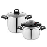 Optima Düdüklü Tencere Seti - Gri / Siyah - 6,5 lt