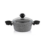 Cory Yanmaz Yapışmaz Derin Tencere - Gri / Siyah - 24 cm