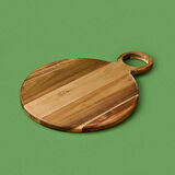 Akasya Yuvarlak Halkalı Kesim Tahtası - Kahverengi - 32x24 cm