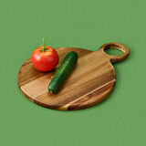 Akasya Yuvarlak Halkalı Kesim Tahtası - Kahverengi - 32x24 cm