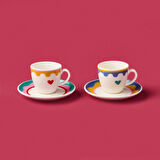 Kitchen Granny 4 Parça Porselen Fincan Takımı - Renkli / Sarı