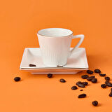 Begonvil 12 Parça Porselen Kahve Fincan Takımı - Beyaz - 80 ml