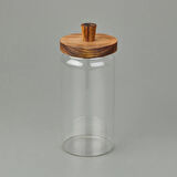 Akasya Kapaklı Kavanoz - Kahverengi / Şeffaf - 950 ml