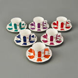 Acem 12 Parça Kahve Fincan Takımı - Renkli