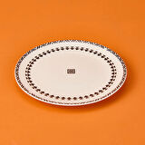 Kitchen Ethnic Pasta Tabağı - Siyah / Beyaz - 19 cm