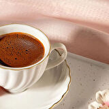 Yasemin 12 Parça Kahve Fincan Takımı - Beyaz / Altın