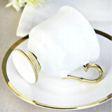 Laila Yaldızlı 6'lı Kahve Fincanı - Beyaz / Altın