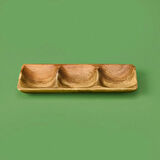 Akasya Üç Bölmeli Çerezlik - Kahverengi - 25x10 cm