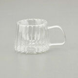 Çift Cidarlı Çizgili Bardak - Şeffaf - 200 ml