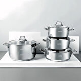 Silver Klasik 8 Parça Çelik Tencere Seti - Gri