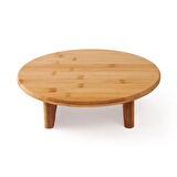 Bambu Ayaklı Yuvarlak Kesme Tahtası - Bej - 29,5x31,5 cm