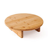 Bambu Ayaklı Yuvarlak Kesme Tahtası - Bej - 29,5x31,5 cm