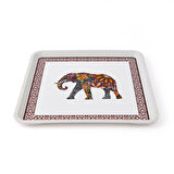 Home Fil Desenli Alaçatı Kare Tepsi - 32,5x32,5 cm