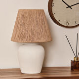 Light Glow Seramik Abajur - Beyaz / Krem - 40x40x25 cm