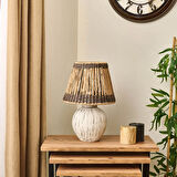 Light Dorian Eskitme Seramik Abajur - Krem - 40x40x25 cm