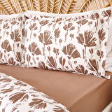 Soft Lily Çift Kişilik Nevresim Takımı - Ekru / Kahverengi