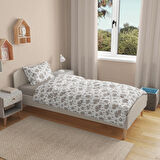 Soft Lily Tek Kişilik Nevresim Takımı - Gri / Beyaz